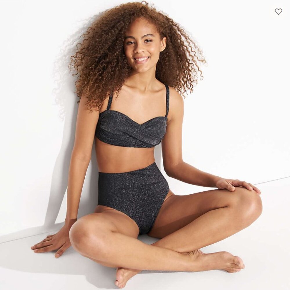 Shine Twist Front Bandeau Bikini Top - Land's End - Size: 4 - NWT
